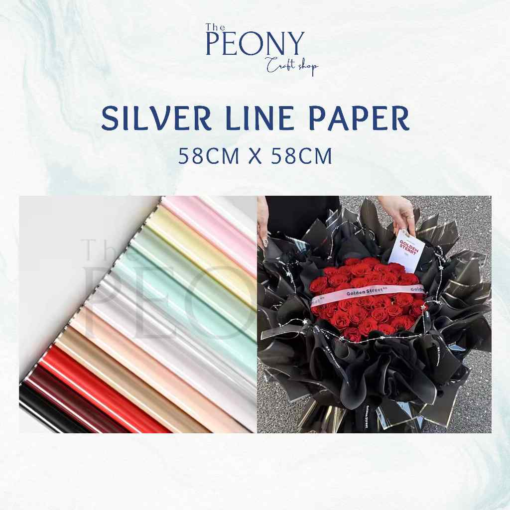 

The Peony Craft - KERTAS CELLOPHANE SILVER LINE / LIST SILVER METALIS