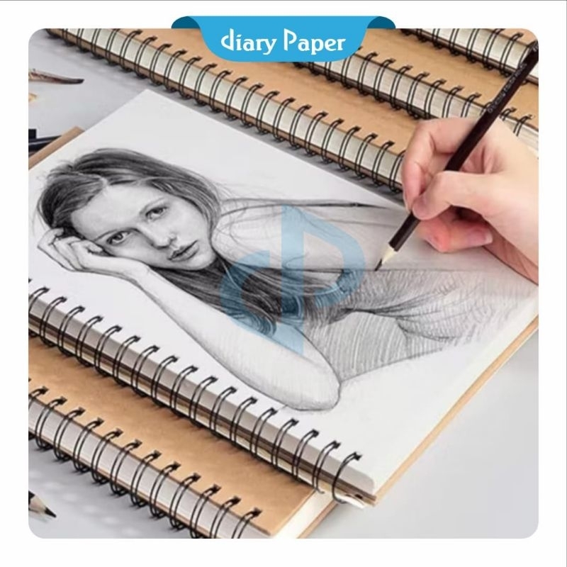 

Sketchbook isi 100 halaman Sketch book isi 3 Warna Ukuran A5 100 Sheet double ring spiral