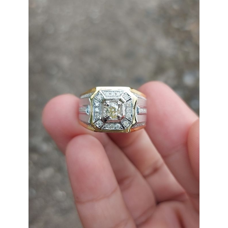 cincin pria perak berlian eropa asli