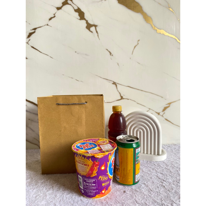 

paperbag R5 craft polos motif untuk wadah pop mie dan minuman paperbag uk 18x12x22
