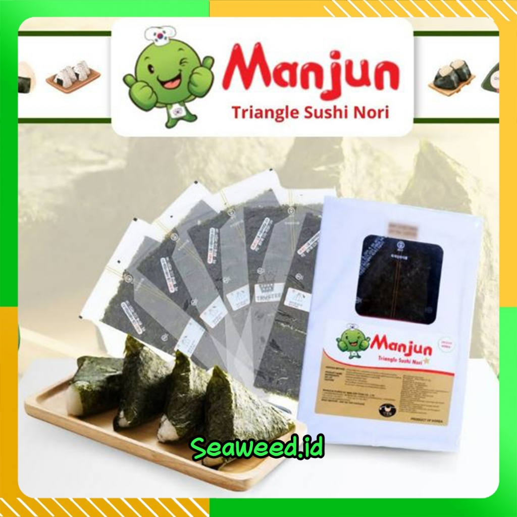 

MANJUN ONIGIRI Wrapper 1 / 5 Lembar Halal / Lembar Rumput Laut Import untuk Nasi Kepal Onigiri