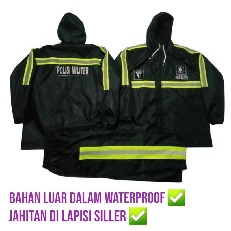 Jas hujan polisi militer jas hujan setelan taslan waterproof