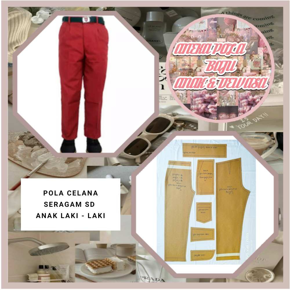 Partenzil Pola Celana Panjang Seragam Sd Anak Laki - Laki Pola Celana Seragam Sd Anak Pola Jiplak