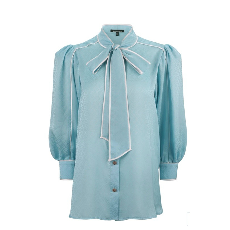 BUTTONSCARVES MONOGRAM SATIN BINDING DETAIL SHIRT