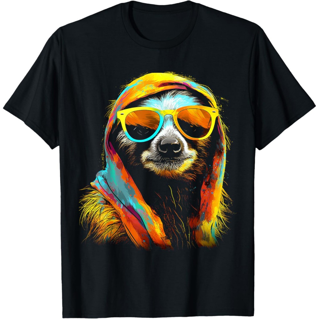 Sloth Kacamata Hitam Ilustrasi Grafis Hewan Sloth T-Shirt
