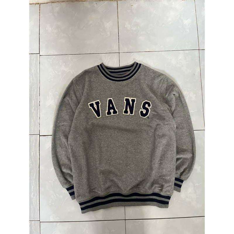 Vintage - 90's Vans Twitted Fleece Jumper  Pullover Fleece Big Logo