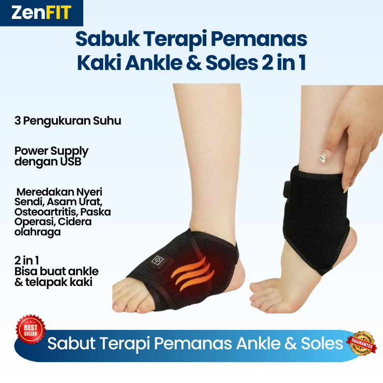 Sabuk Terapi Pemanas Kaki Ankle & Soles 2 in 1 Alat Terapi Kaki Hot Compress Ankle Brace Pain Relief