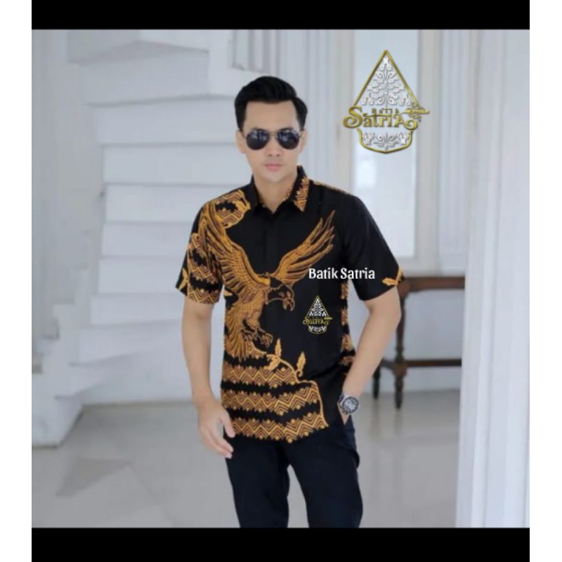 ELANG EMAS - BAJU BATIK PRIA SLIMFIT LAPIS FURING LENGAN PENDEK KATUN PREMIUM SOLO