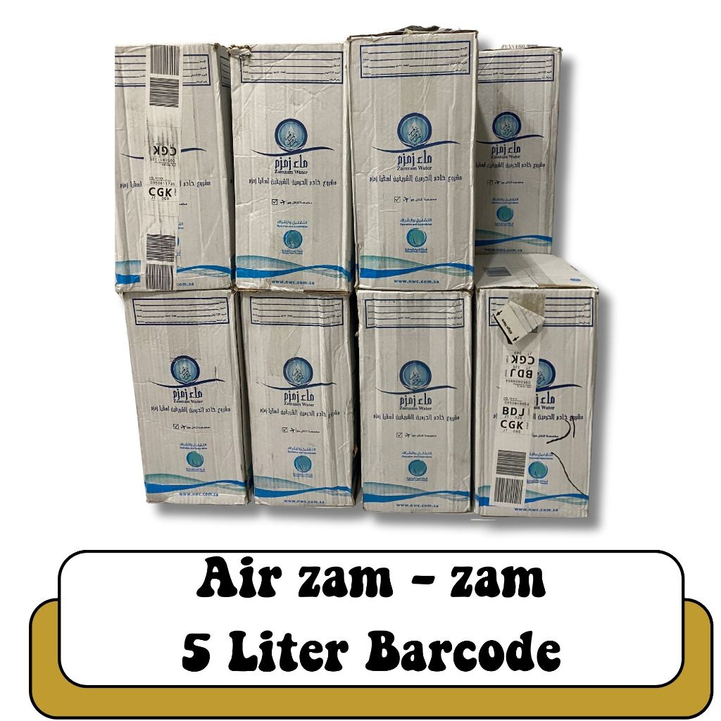 

OLEH OLEH HAJI DAN UMROH AIR ZAMZAM BARCODE 5 LITER ASLI ORIGINAL 100 % AIR ZAM ZAM BARCODE TANAH SUCI KOTA MEKKAH A RAB SAUDI ISI 5 LITER I AIR ZAM ZAM KEMASAN GALON