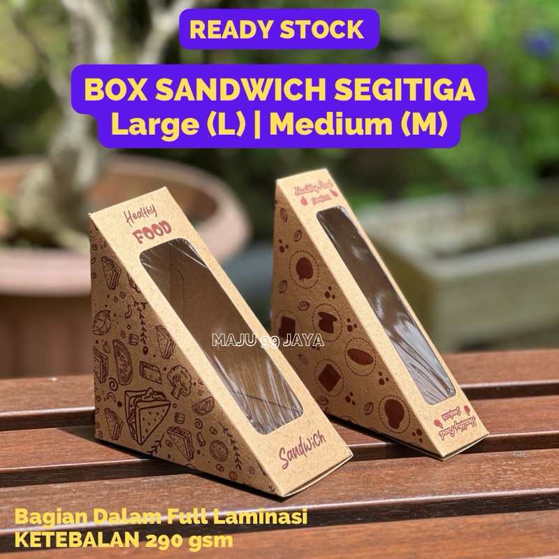 

Box Sandwich Segitiga Window Motif Kraft Cokelat Ketebalan 290 gsm | Kotak Mika Sando Sanwich Buah Kemasan Box Fruit Sandwich