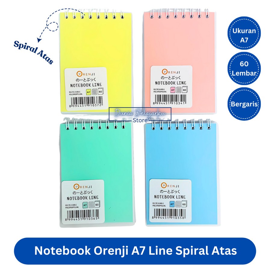 

Notebook Orenji A7 Line Spiral Atas Pastel 60 Lembar Buku Agenda Catatan Bergaris