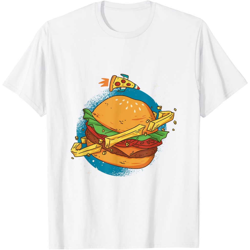 Kaos Ilustrasi Makanan Luar Angkasa Hamburger World
