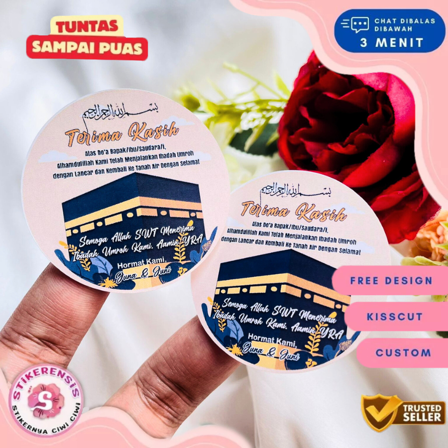 

9-15 Stikerensis Cetak Sticker Hampers Snack Oleh " Naik Haji Label Tasyakuran Umroh Bulat Uk.Besar