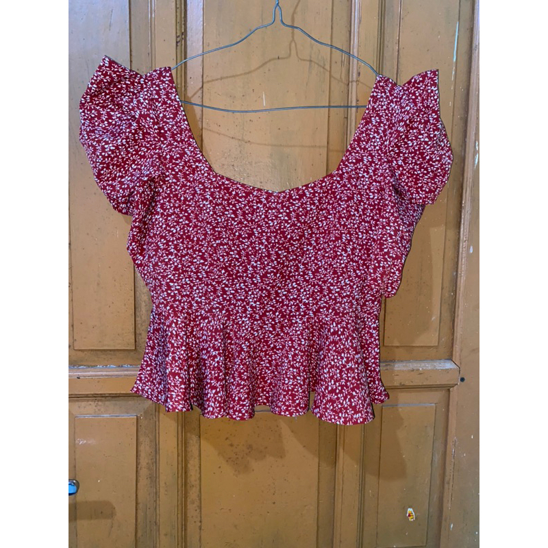 Blouse floral square neck