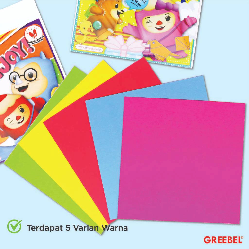

Origami Greebel Kertas Lipat Kertas Kerajinan Beragam Ukuran 5 Warna isi 25 Lembar