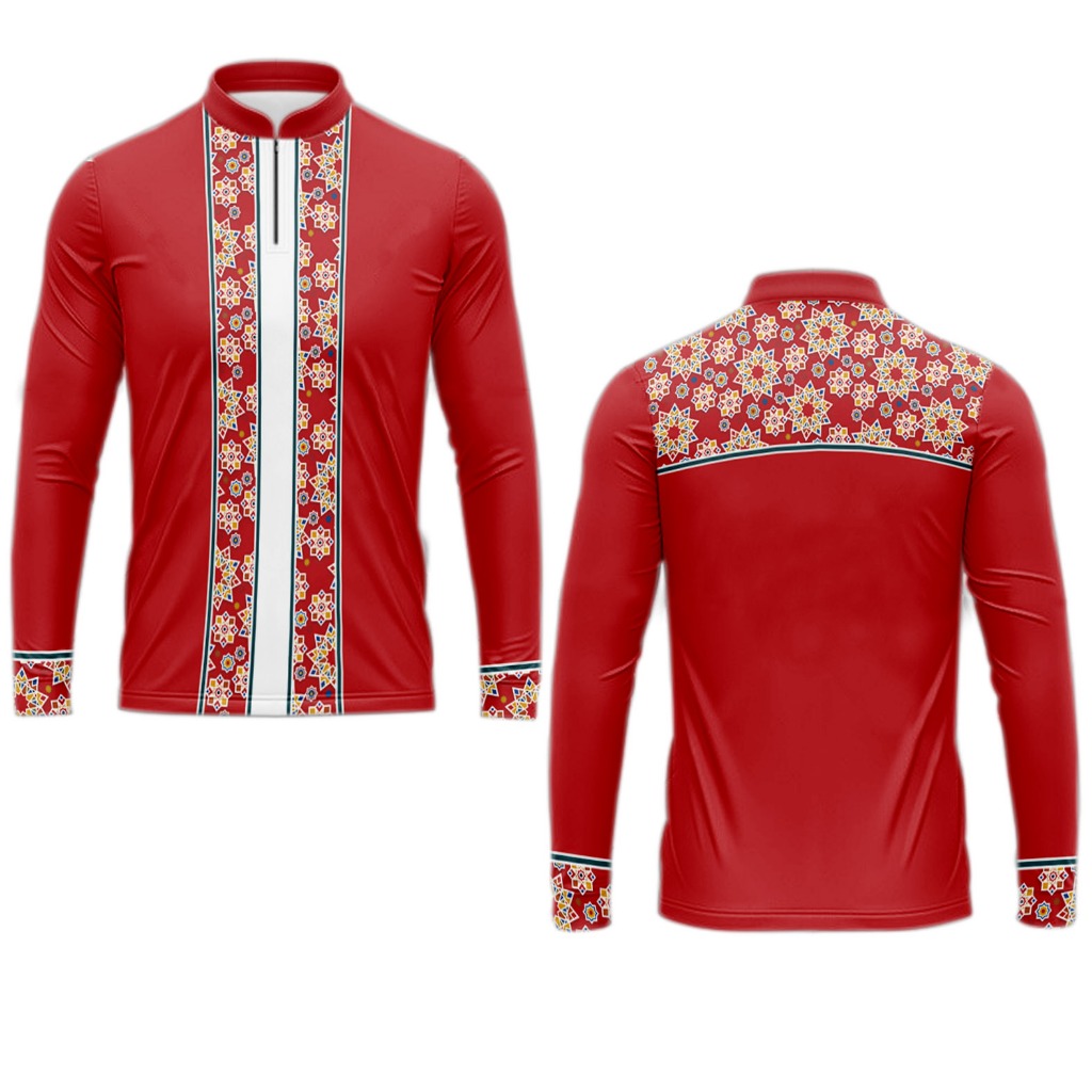 Baju koko muslim/ Merah/Kaos pria Dewasa jersey/motif full printing/panjang&Pendek terbaru/super bag