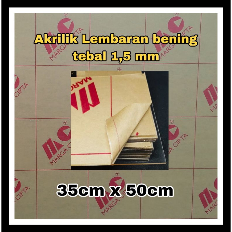 Akrilik bening 1,5mm ukuran 35x50/Acrylic lembaran bening/mika lembaran