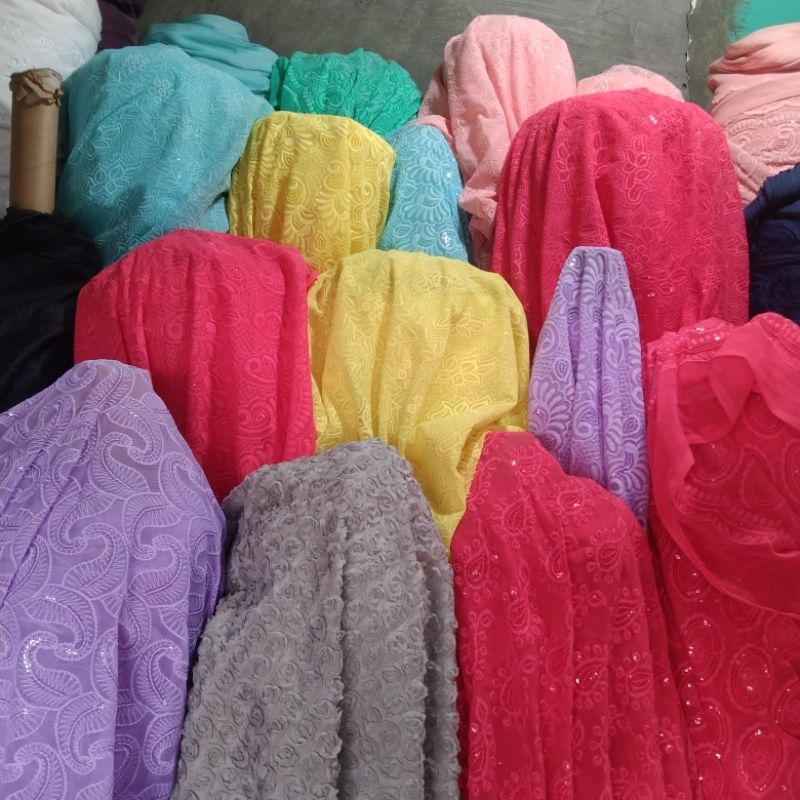 Kain sifon bordir | Harga/0,5m | bahan sifon bordir impor | bahan sifon bordir | kain sifon bordir..