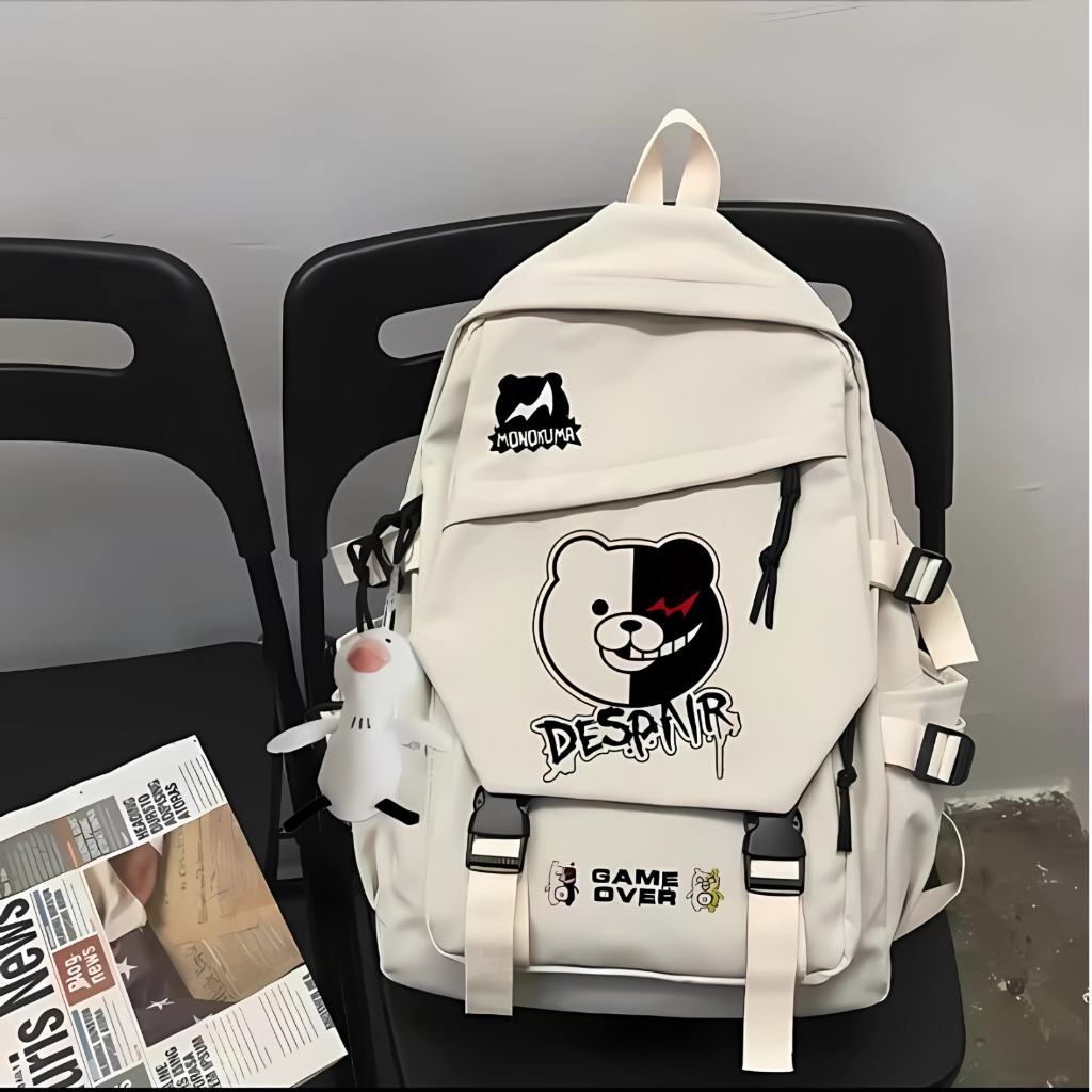 Ransel Anime Danganronpa Monokuma Ransel Pria Warna Solid Kasual Wanita Pria Ransel Remaja Perempuan