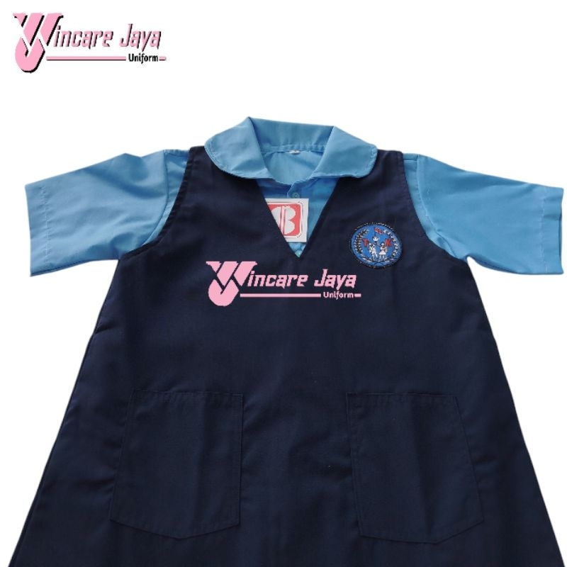 seragam TK biru Dongker perempuan saku 2 seragam TK navy perempuan