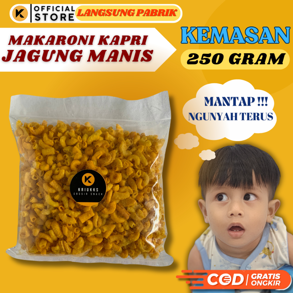 

Kriukks Makaroni Bantet Jagung Manis Gurih Murah Kiloan Langsung dari Produksi Fresh Renyah Kemasan Plastik Tebal