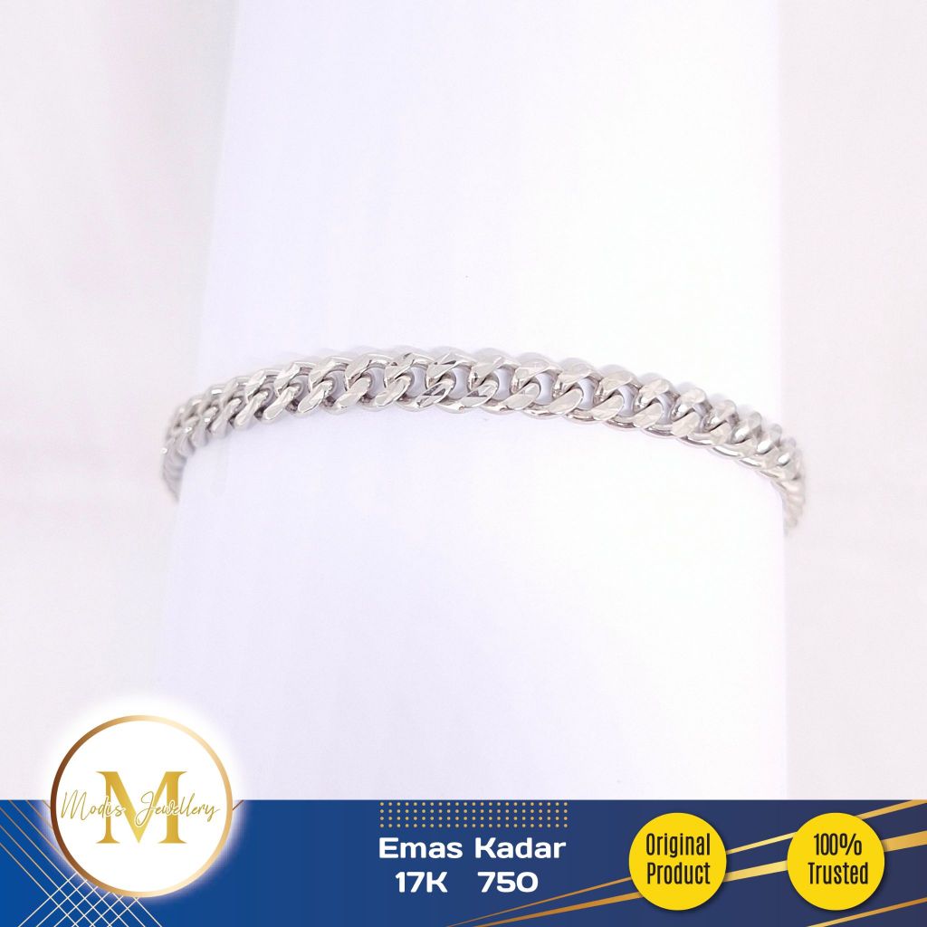 MODIS JEWELLERY - Gelang Sisik Naga Polos Putih - Emas 17k  750