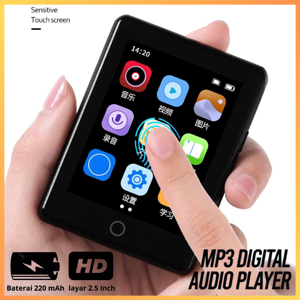 COD ALianDream MP3 Digital Audio Player Bluetooth 5.0 Touchscreen Super Bass 300mAh Mini 2.5 Inch M7