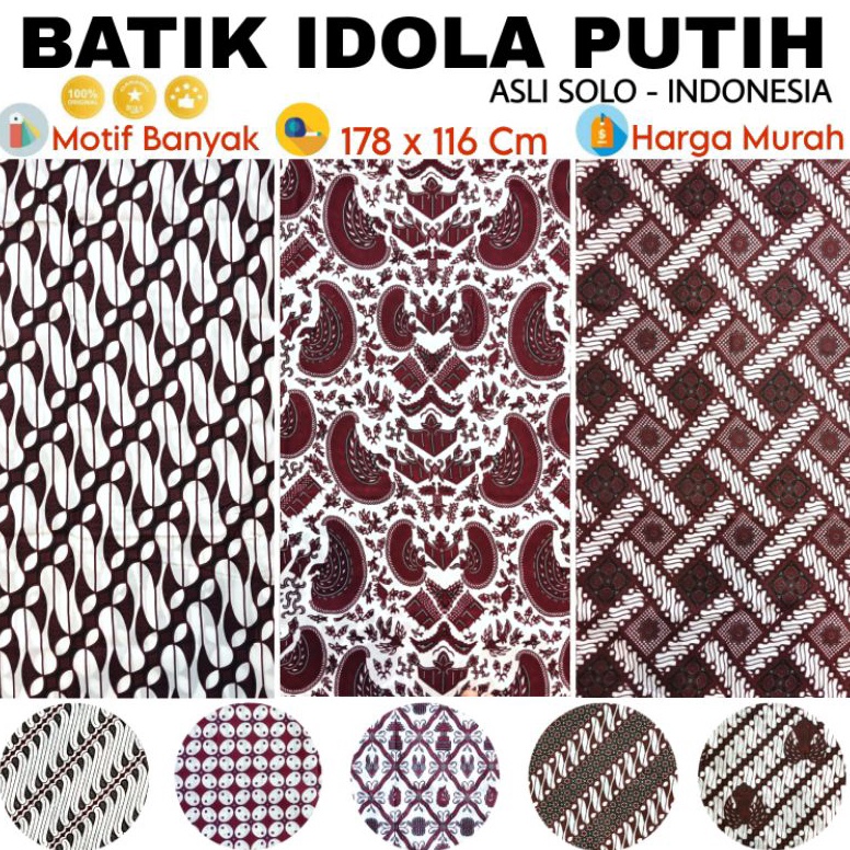 Sale Kain Batik Idola Putih Jarik Samping Sewek Sarung Wanita Pria Dewasa Motif Tenun Murah New Panj