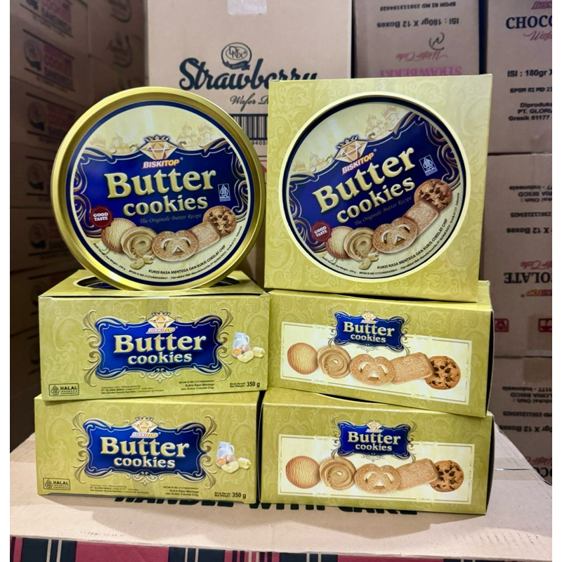 

biskitop butter cookies kaleng premium 350gr 1 karton isi 6