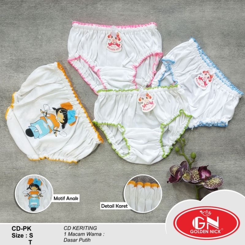 3pc Cd anak perempuan golden nick kriting putih/warna