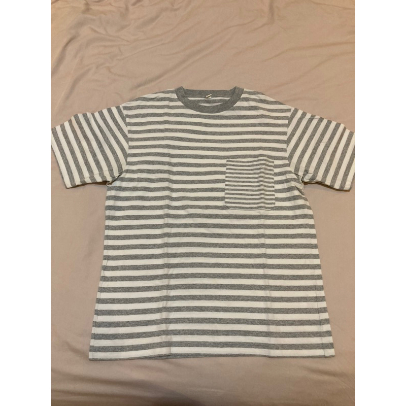 (Preloved) Uniqlo stripe grey shirt