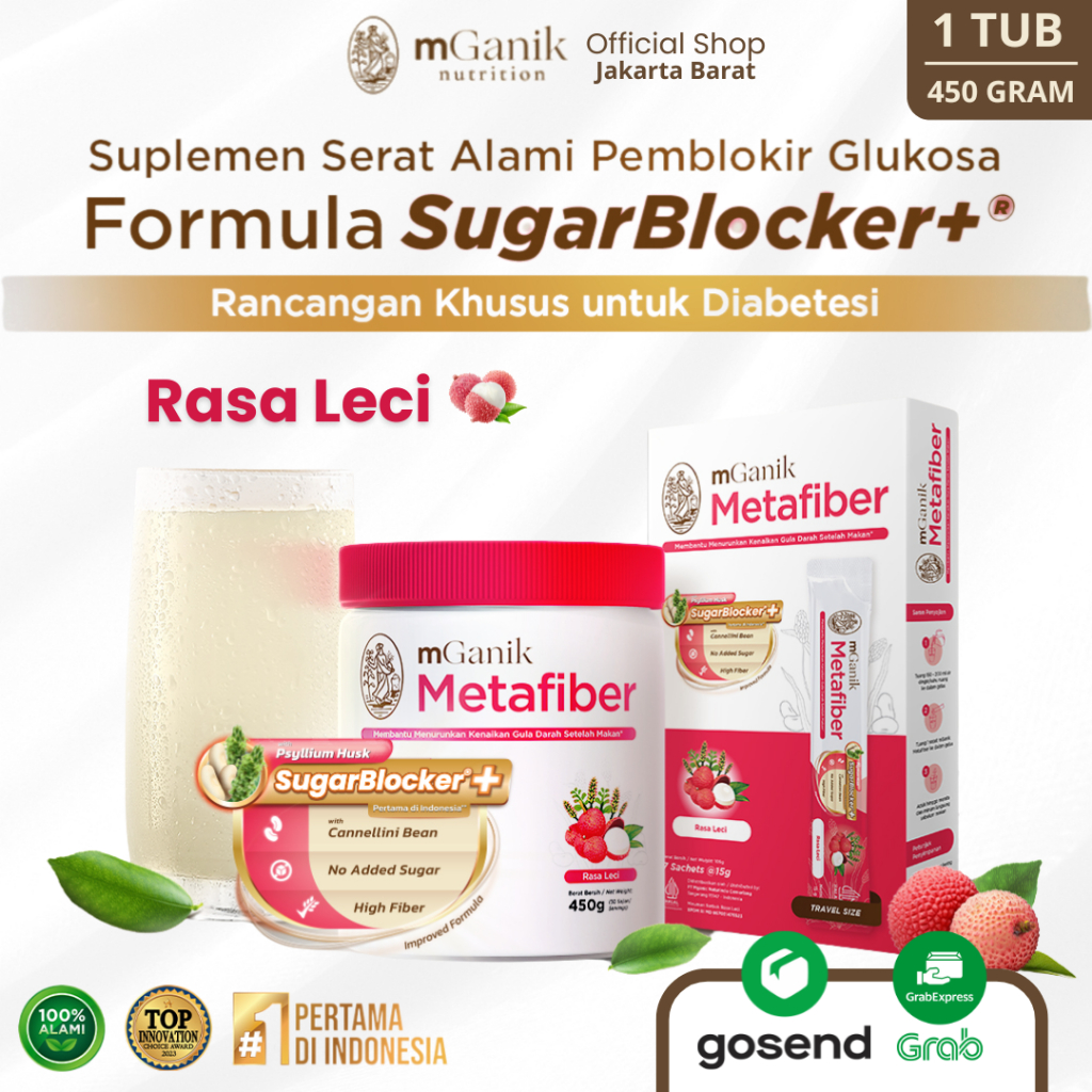 

[New Formula] mGanik Official Jakbar METAFIBER Rasa Leci 450 GRAM Minuman Diabetes Hipertensi Herbal Alami BPOM Halal