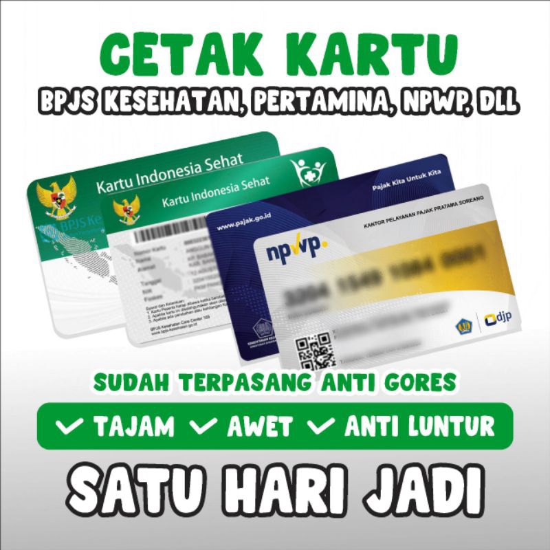 

Cetak Kartu B‎ P‎ J‎ S, Pertamina, Dll PREMIUM QUALITY