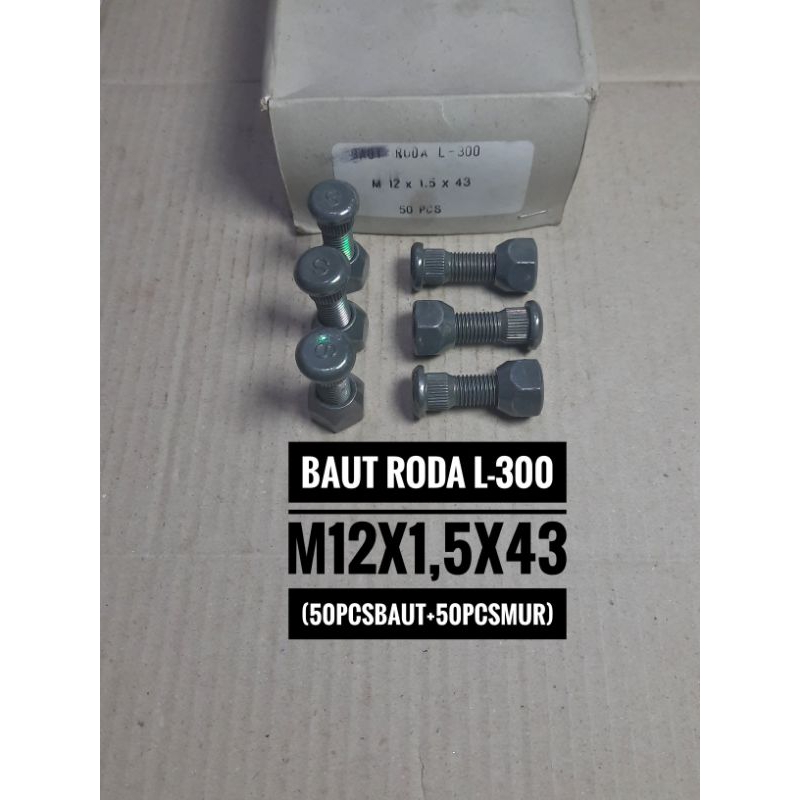 baut roda mobil L300 12x1,5x43 kunci 21 paket (50set)