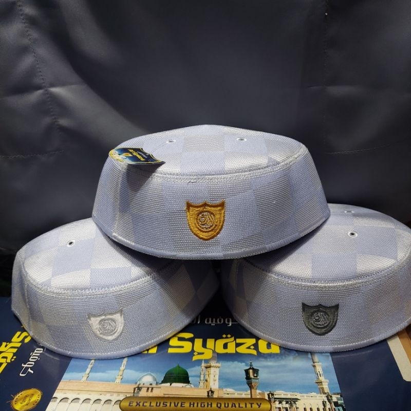 Kopiah A5 AL-SYAZA & Al-Wafa PREMIUM motif KOTAK CATUR / Kopiah MALAYSIA PUTIH A5/ PECI PUTIH/ KOPIA