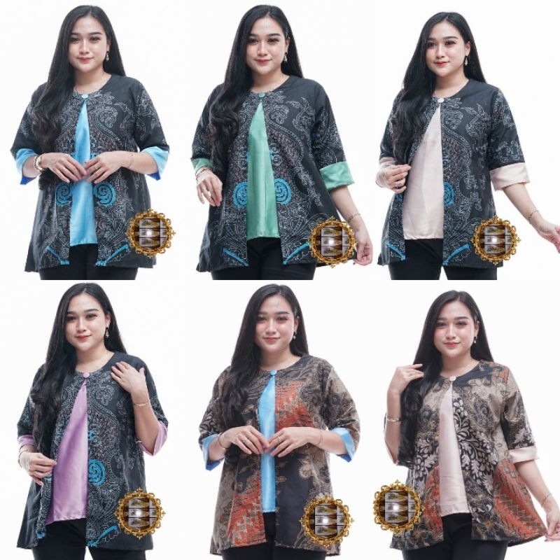 blus kantor kemeja wanita batik Blus Batik Wanita Lengan Panjang
