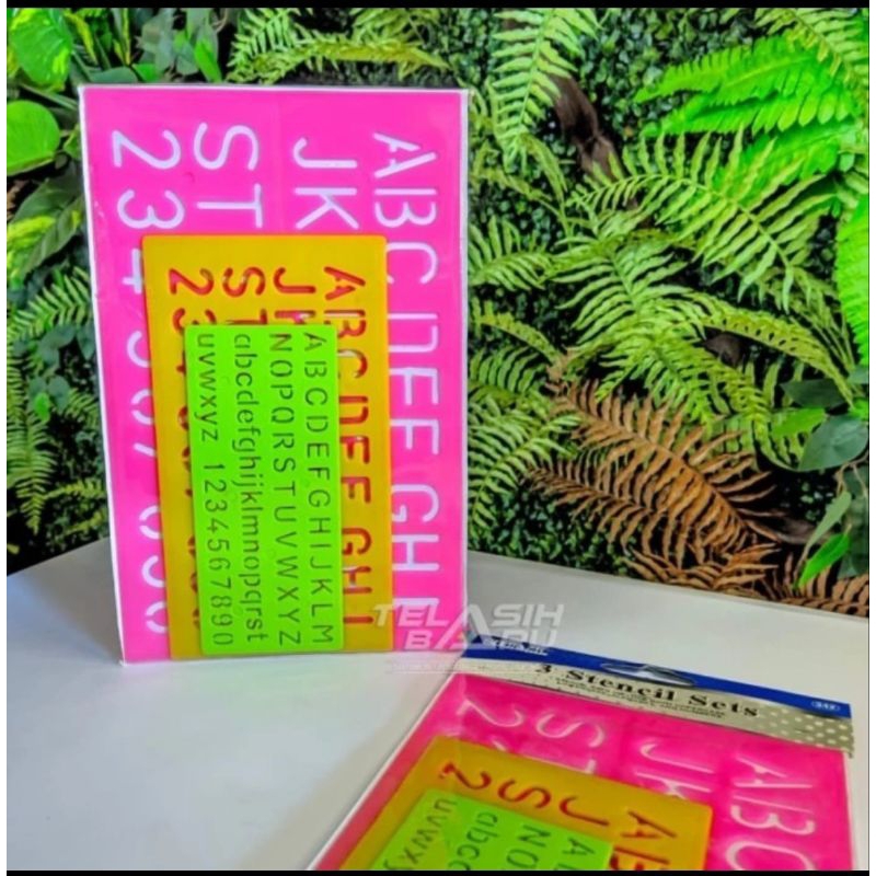 Penggaris Mal Huruf dan Angka Stencil Set isi 3 Pcs
