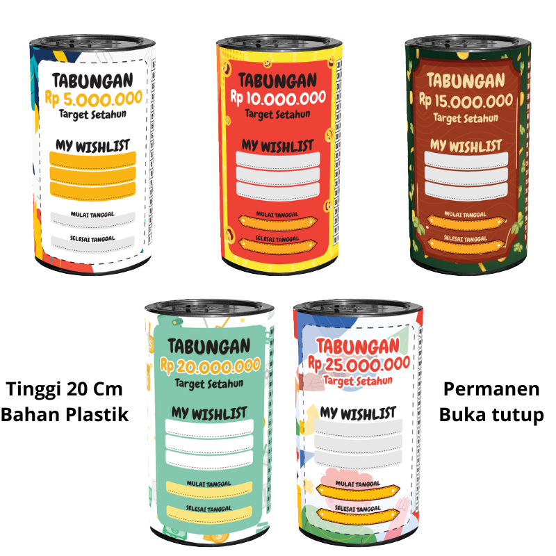 Celengan Target menabung 5 juta sampai 25 juta Celengan Plastik Permanen Buka tutup