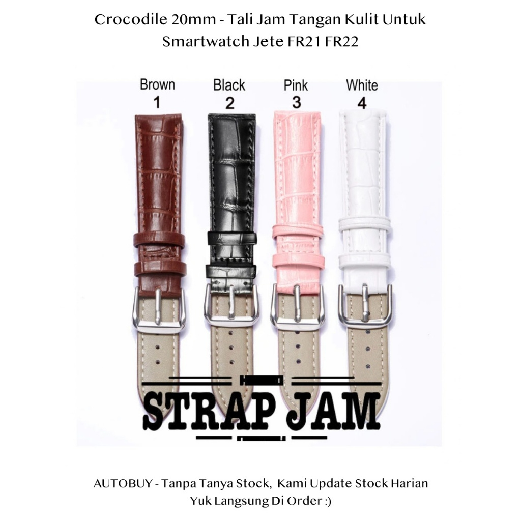 Strap Jete FR13 FR21 FR22 - Tali Jam Smartwatch Kulit Leather Crocodile 20mm