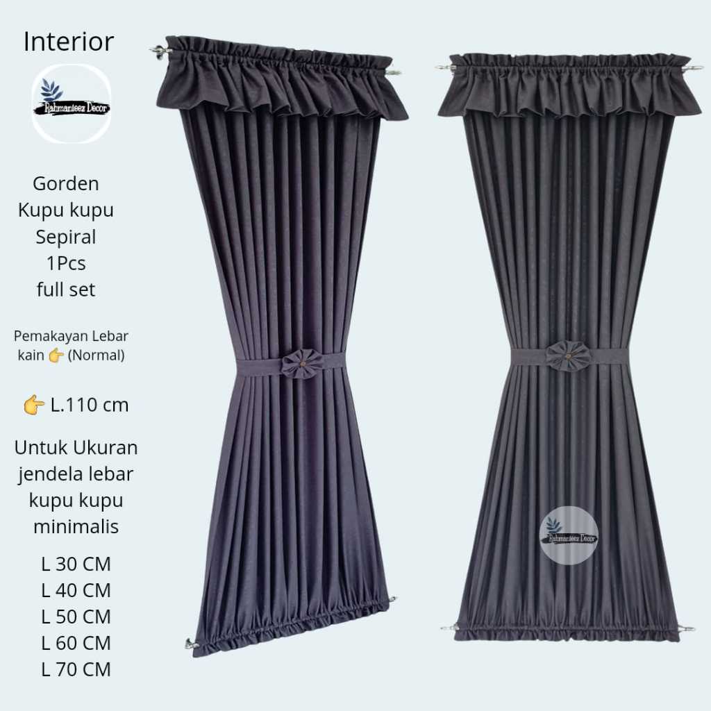 Gorden Kupu Kupu Poni Full Set Sepiral Tebal Mewah Elegan Jendela Minimalis