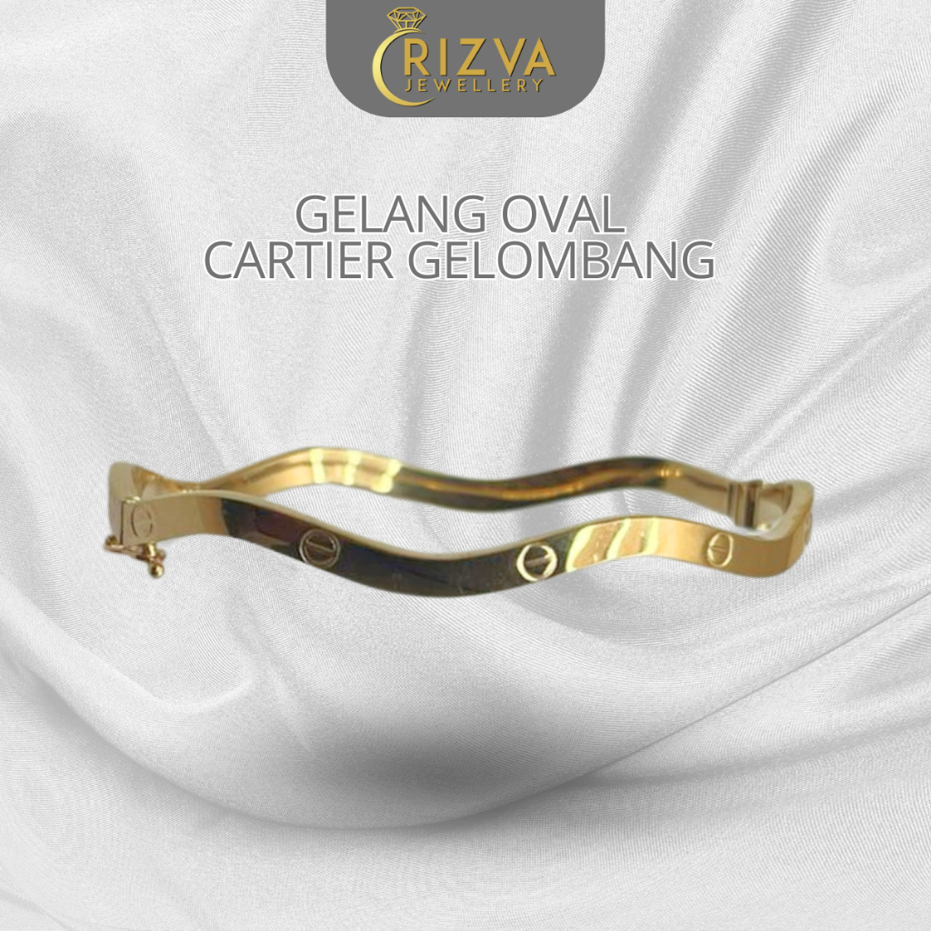 Gelang Oval Cartier Gelombang Emas Kadar 16k  Rizva Jewellery