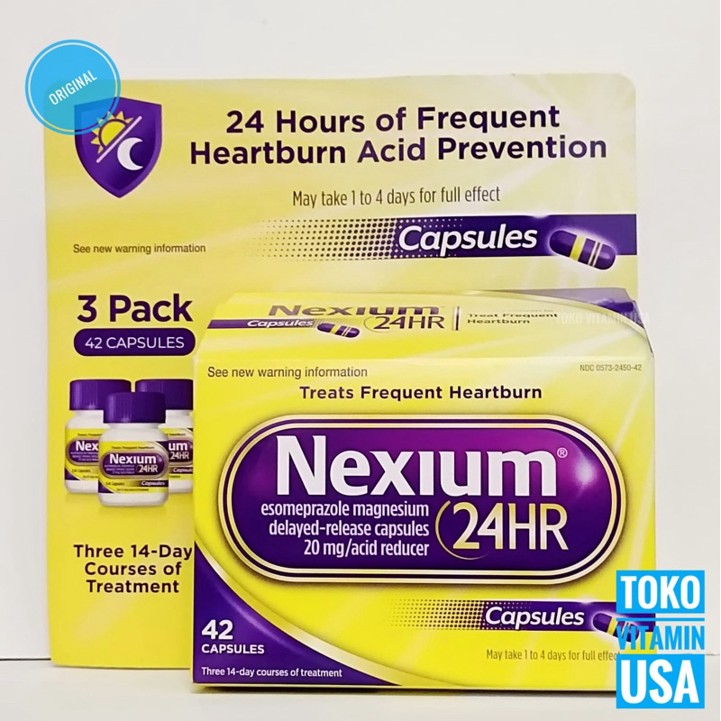 NEXIUM  Esomeprazole Magnesium Delayed Release 20 mg 3 Pack 1 botol isi 14 Capsules