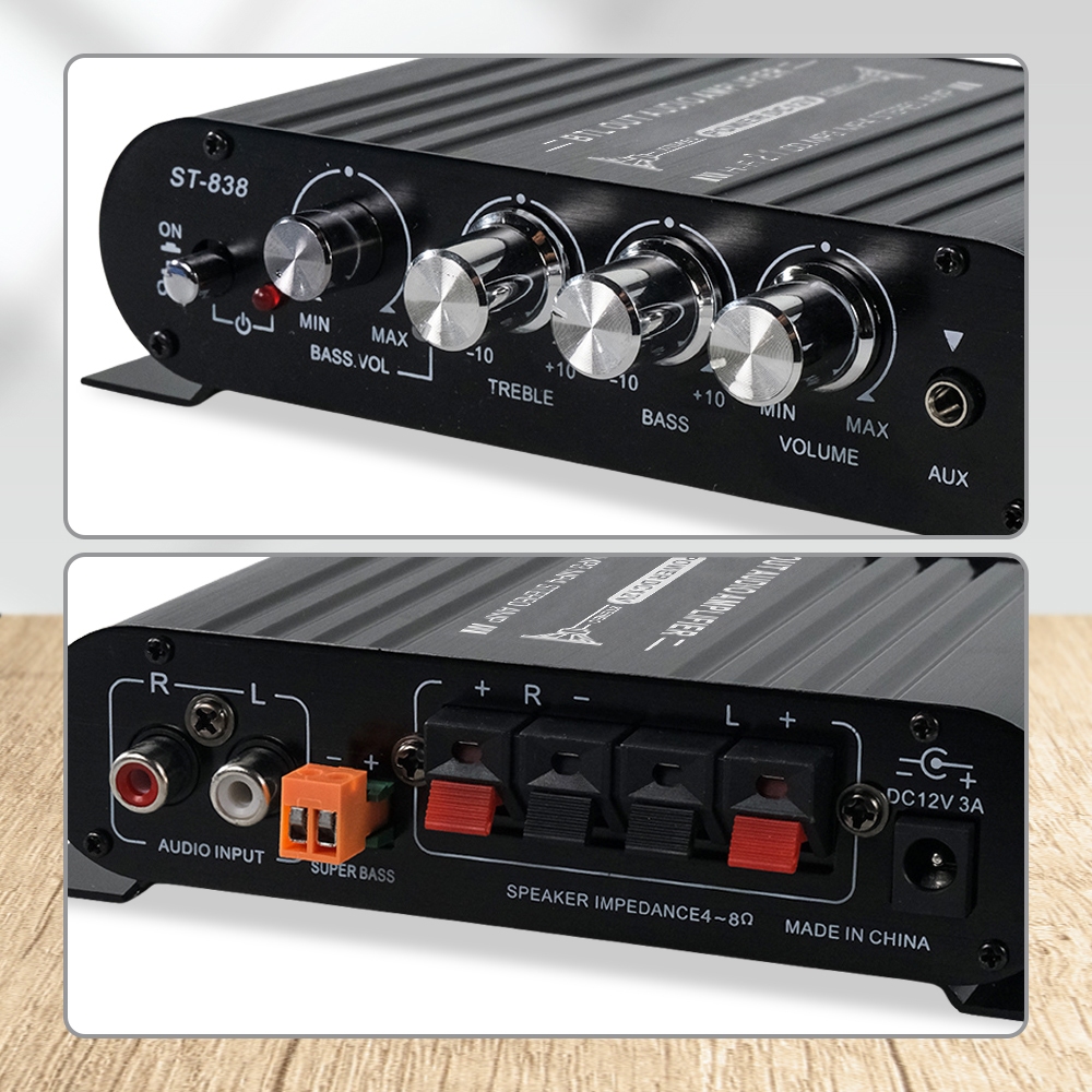 Power Amplifier Amfli Ampli 12V Speaker Pasif Aktif Stereo Mobil 2.1 channel Subwoofer AUX 3.5mm Jac