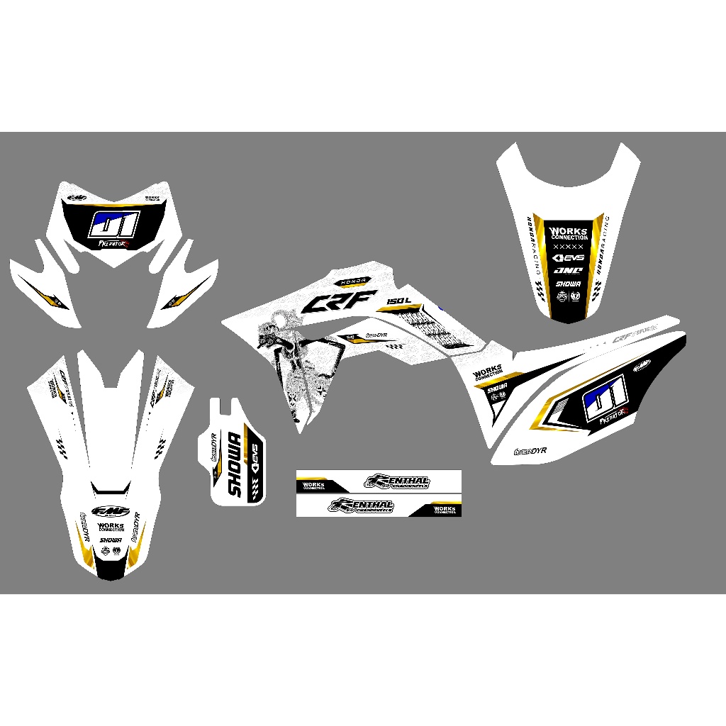 stiker crf custom decal kombinasi gold ori full body free request decal crf 150L stiker variasi bagu