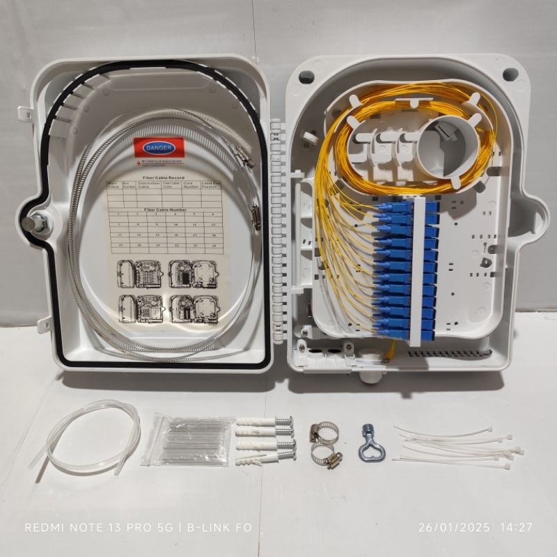 odp 24 core lengkap adapter pigtail sc upc / fat 24 core / odp fiber optik
