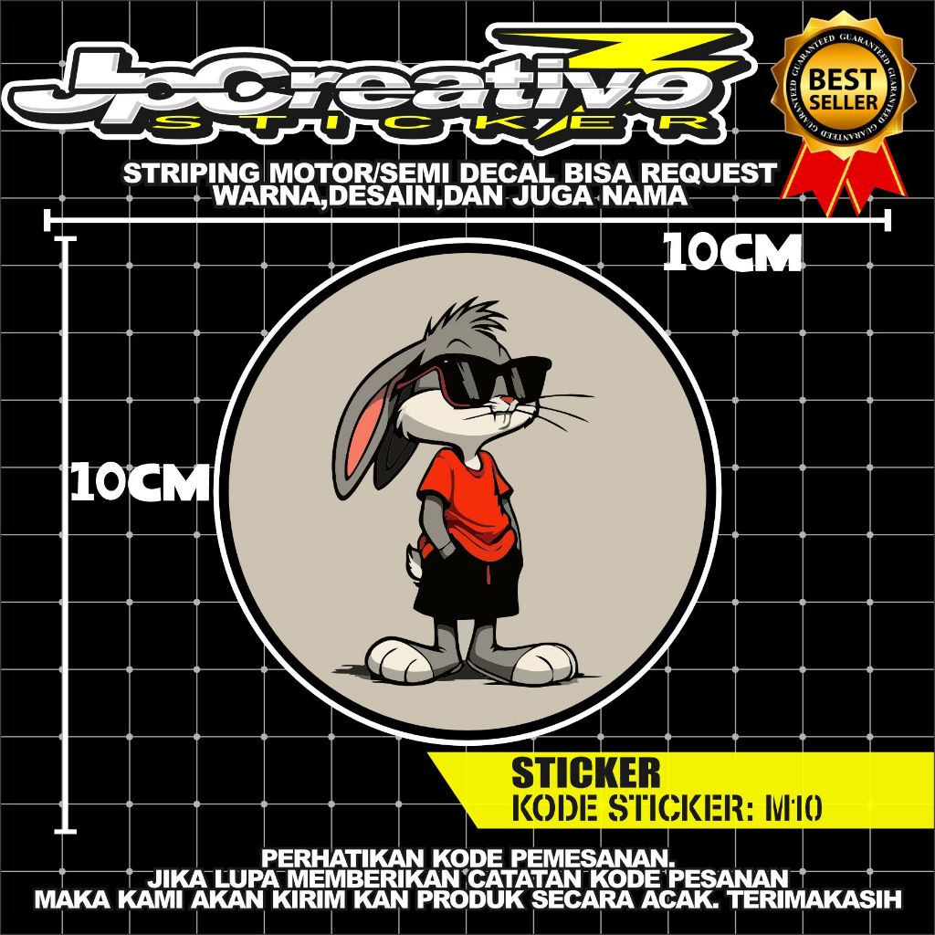

sticker logo kelinci simpel keren sudah laminasi sudah cutitng murah