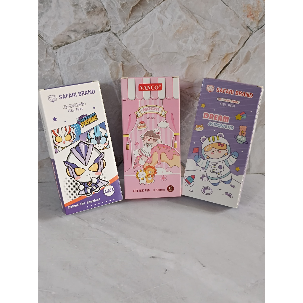 

SELUSIN ( 12 BIJI ) Pulpen Segitiga Karakter Lucu 0.38 mm Gel Pen Segitiga 0.38mm