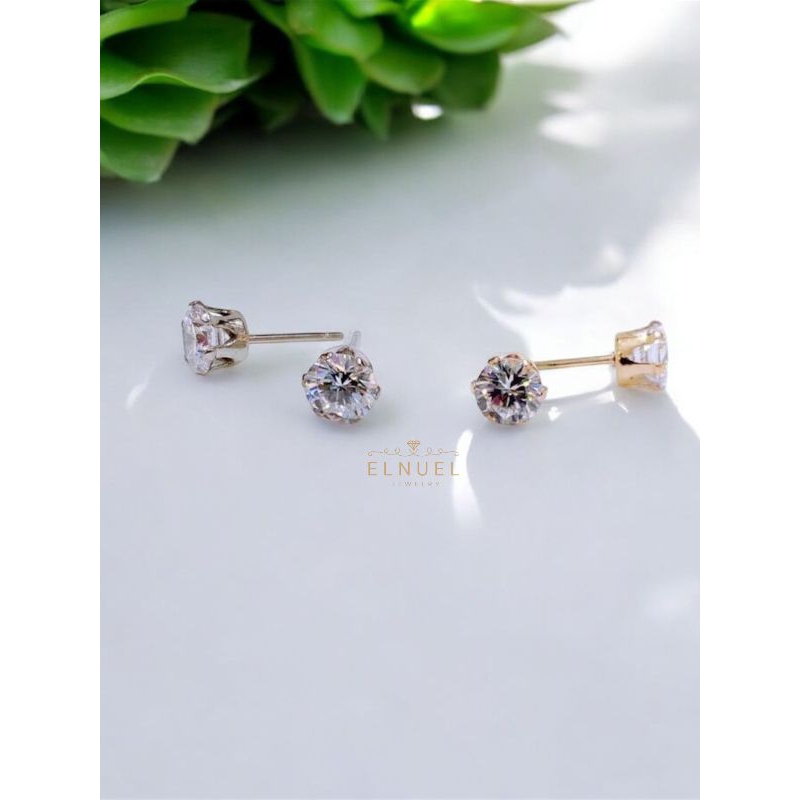 anting bulat kecil titanium anti karat / anting simple wanita