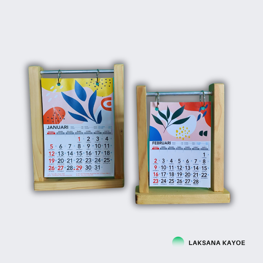 

Kalender 2025 / Kalender Custom / Kalender Meja Kantor Bahan Kayu Jati Belanda