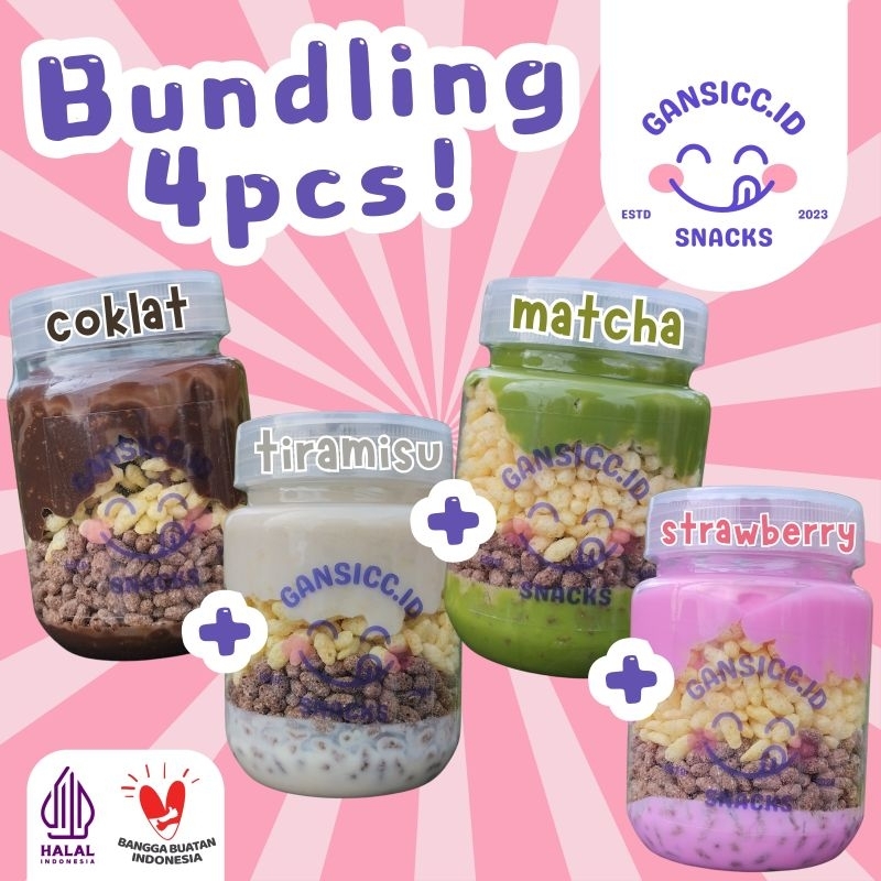 

BUNDLING 4 PCS - Choco Crunchy Jar - Rice Crispy Coklat Lumer [by gansicc.id]